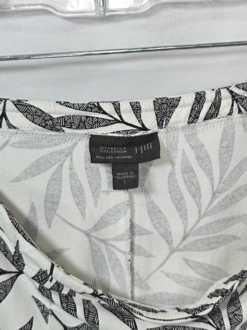 J. Jill Women's Stretch Boho Tropical Leaf Print Wide-Leg Cropped Pants Size L - Picture 2 of 6